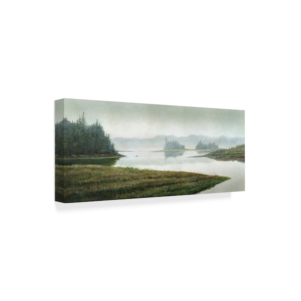 John Morrow 'River In The Rain ' Canvas Art,14x32
